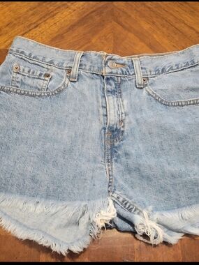 Light Blue Denim Frayed Hem Women's Shorts